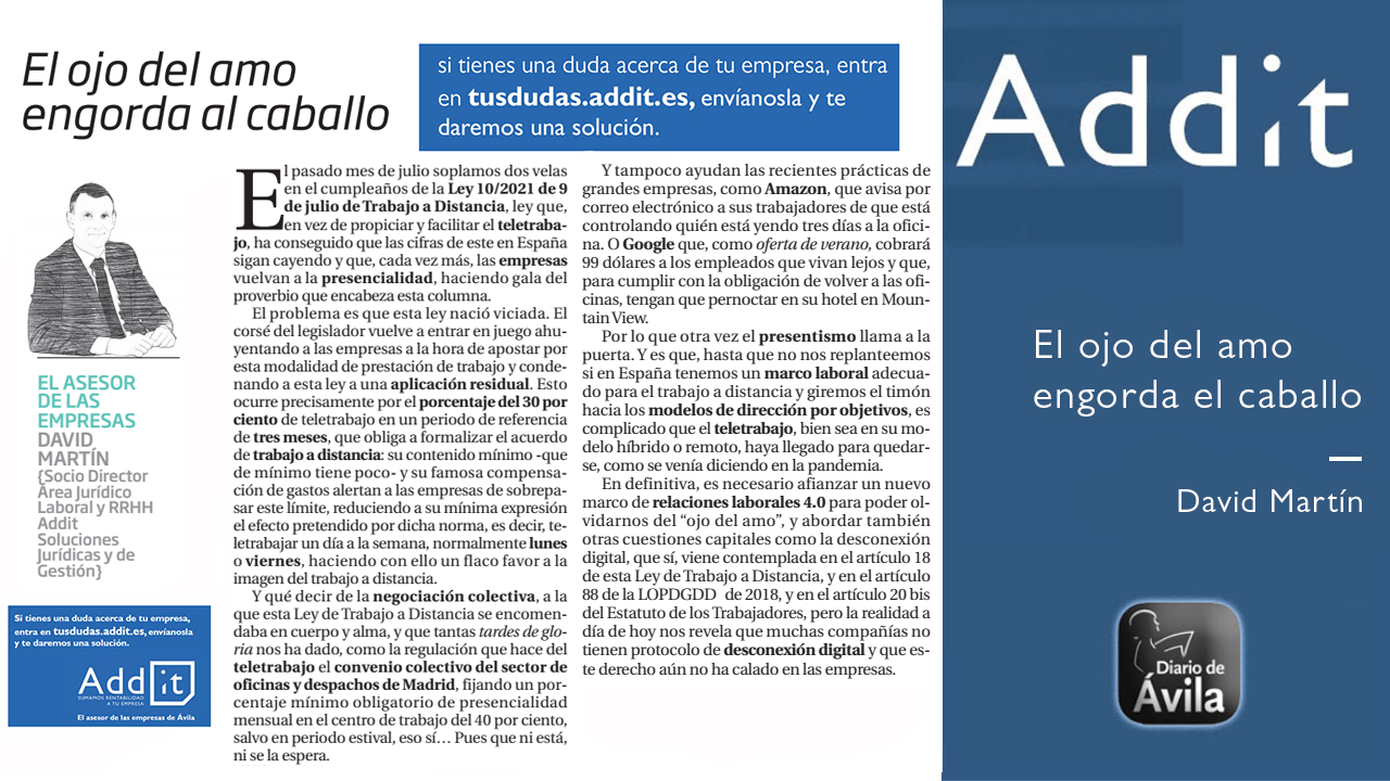 El Ojo del Amo engorda al Caballo